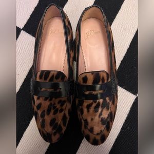 J Crew pony hair animal print loafers size 7.5